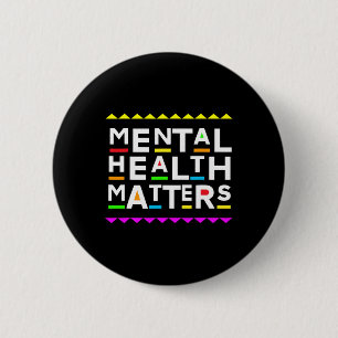 Psychische Gesundheitsprobleme im Retro-Stil der 9 Button