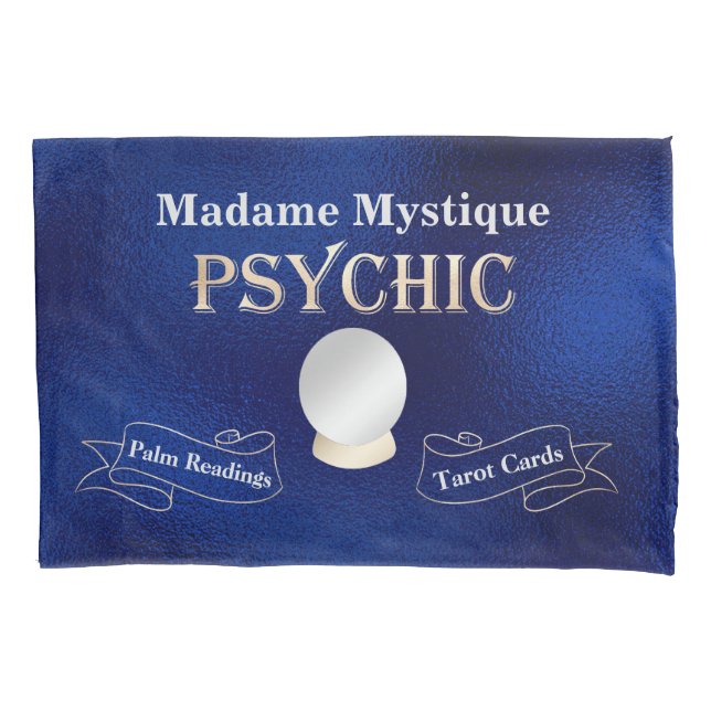 Psychische Kristallkugel Gold und Blau Kissenbezug (Vorderseite)