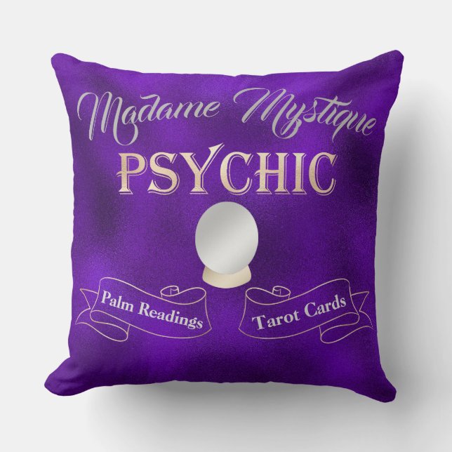Psychische Kristallkugel Gold und Lila Kissen (Vorderseite)