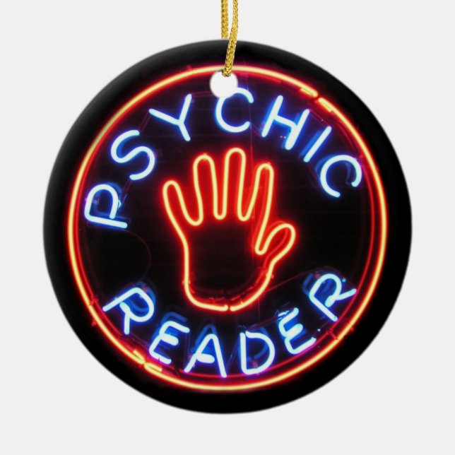 Psychische Leser-Leuchtreklame Keramikornament (Vorne)