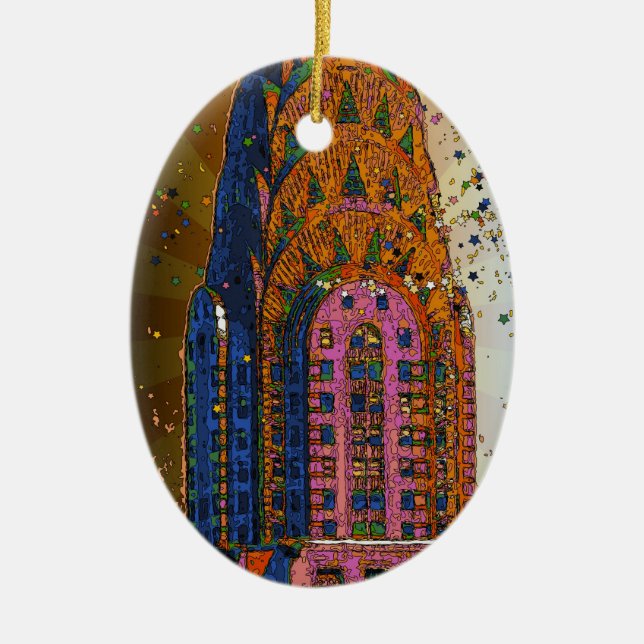 Psychische NYC: Chrysler Gebäude Top Closeup #1 Keramikornament (Vorne)