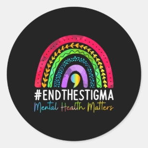 Psychische Probleme beenden das Stigma Rainbow Boh Runder Aufkleber