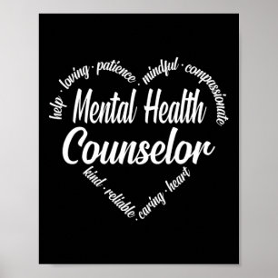 Psychischer Gesundheitsberater HerzWord Cloud Poster