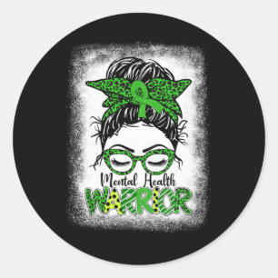 Psychischer Gesundheitsschutz - Messy Bun Women Ps Runder Aufkleber