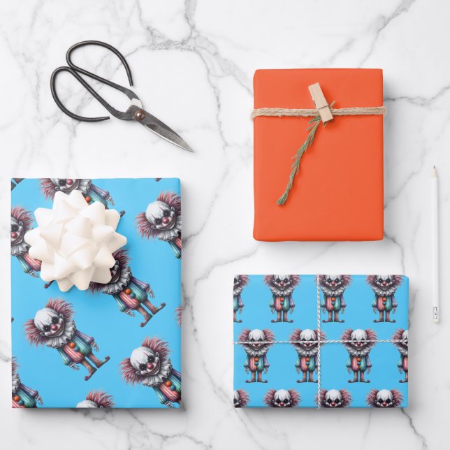 Psycho Clown Wrapping Paper Geschenkpapier Set (Vorderseite)