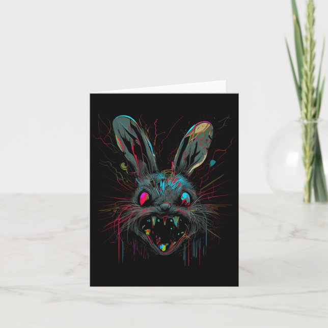 Psycho Crazy Paint Bunny Horror Karte (Vorderseite)