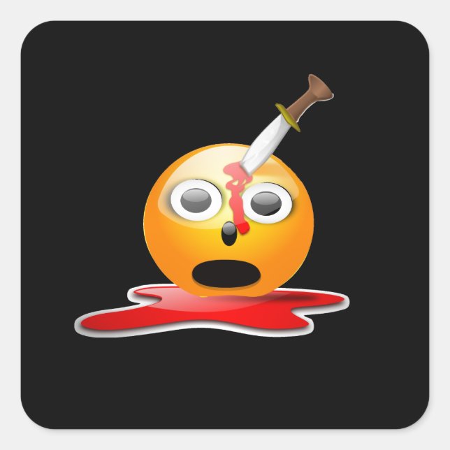 Psycho Emoji Quadratischer Aufkleber (Vorderseite)
