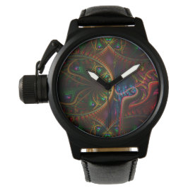 Psycho Gears Flame Fraktal Art Armbanduhr