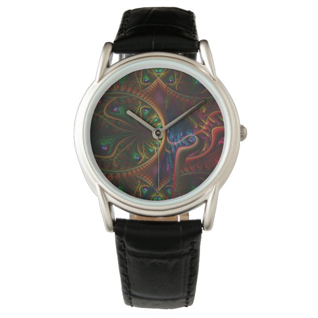 Psycho Gears Flame Fraktal Art Armbanduhr (Vorderseite)