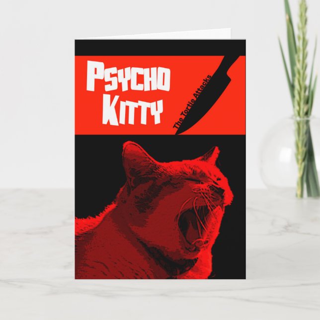 Psycho Kitty Happy Halloween Card Karte (Vorderseite)