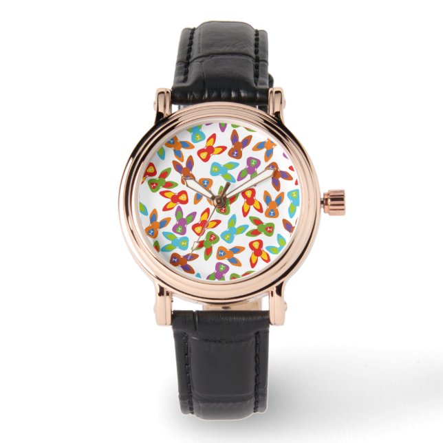 Psycho Ostermuster bunt Armbanduhr (Vorderseite)