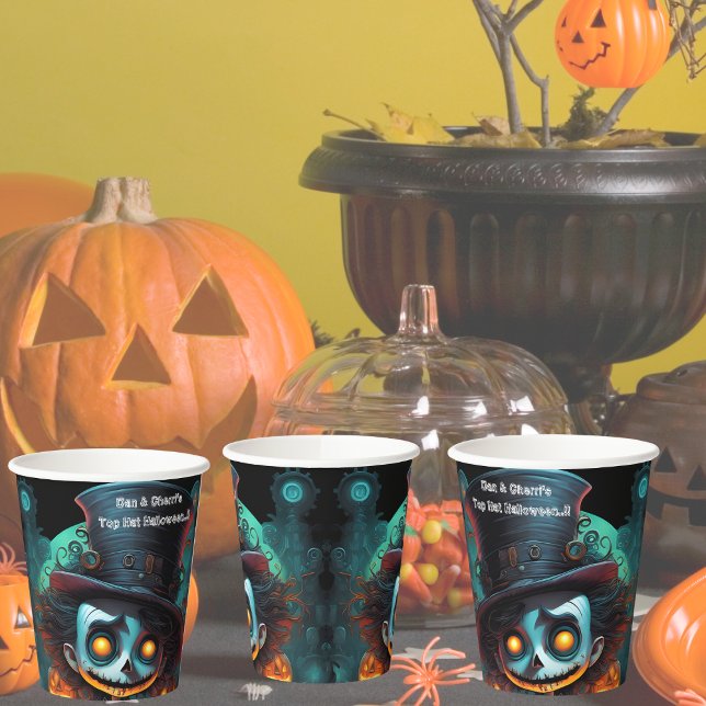 Psycho Top Hat Halloween-Party Paper Cups Pappbecher (Psycho Top Hat Halloween Party Paper Cups)