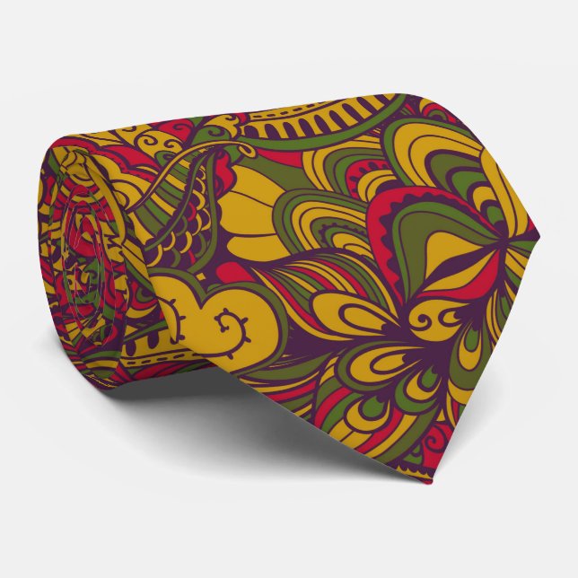 Psychodelic 70er Jahre Style Paisley Krawatte (Gerollt)
