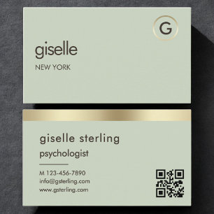 Psychologe Berater Salbei Grün Gold QR-Code Visitenkarte