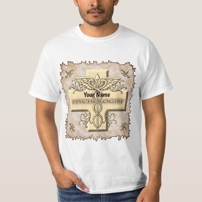 Psychologe Cross Caduceus T-Shirt (Vorderseite)