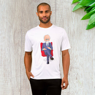 Psychologe im Anzug mit Notizblock sitzend T-Shirt