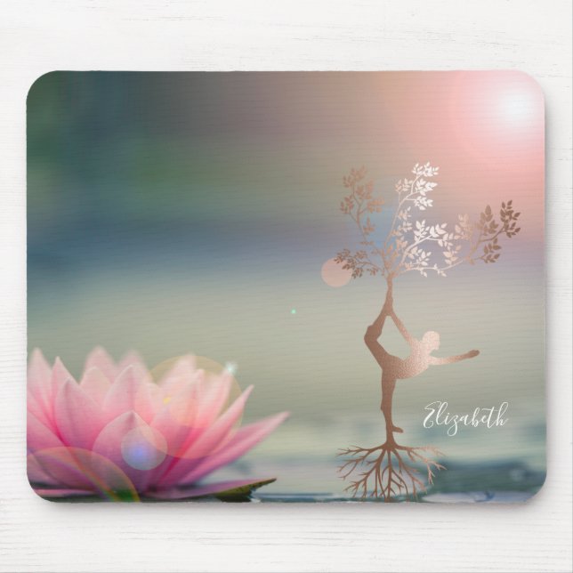 Psychologe Lotus Tree Silhouette Yoga Mousepad (Vorne)