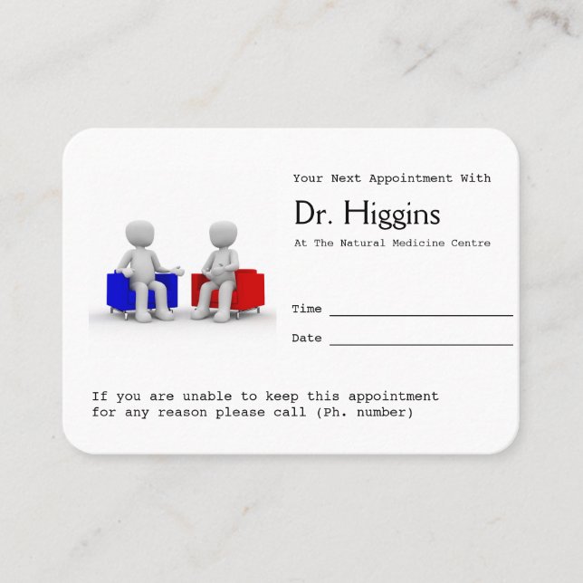 Psychologe oder Beraterin Erinnerung zur Ernennung Terminkarte (Vorderseite)