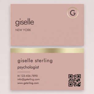 Psychologe Pink Gold QR Code Visitenkarte
