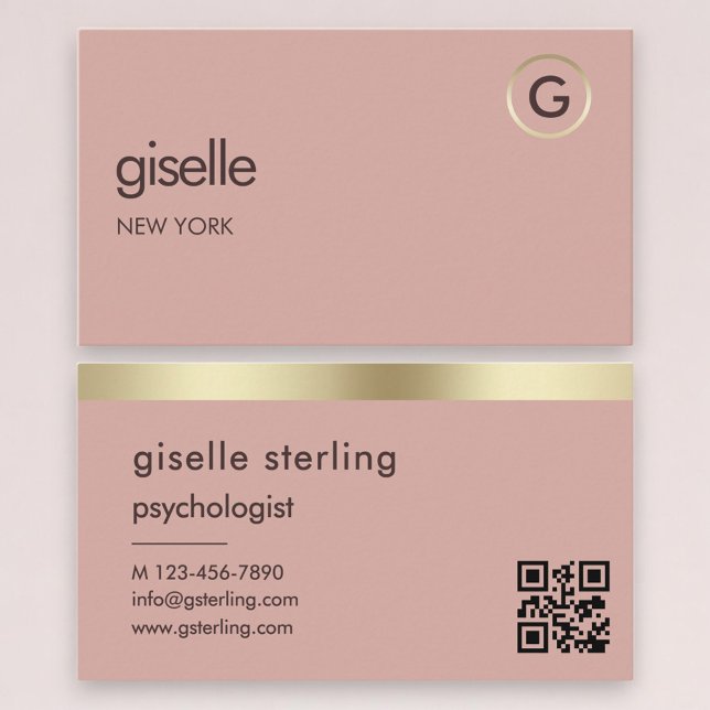 Psychologe Pink Gold QR Code Visitenkarte (Von Creator hochgeladen)