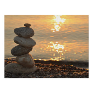 Psychologe Therapeut Zen Steine, Sonnenuntergang, Poster