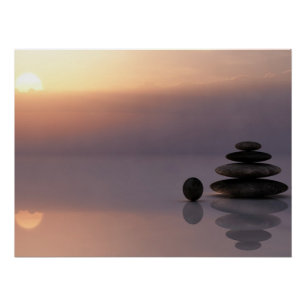Psychologe Therapeut Zen Steine, Sonnenuntergang, Poster