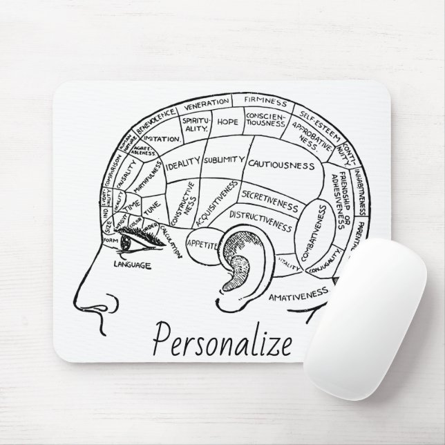 Psychologie Vintage Phrenologie Psychiatrie Mousepad (Mit Mouse)