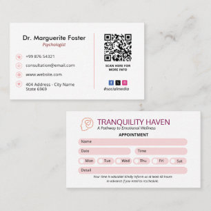 Psychologin Clinic Business   Moderne Ernennung Visitenkarte