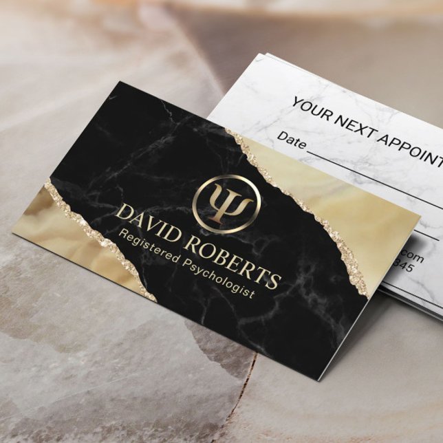 Psychologin Counselor Moderne Gold Marble Agate Terminkarte (Von Creator hochgeladen)
