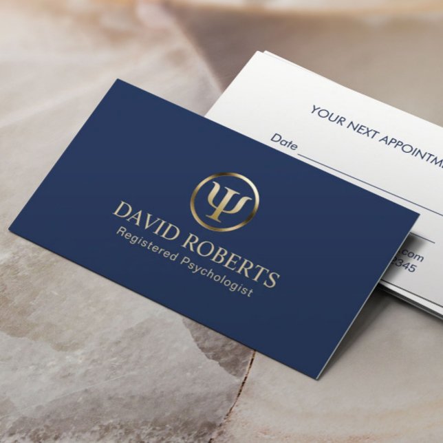 Psychologin Counselor Navy & Gold Ernennung Terminkarte (Von Creator hochgeladen)