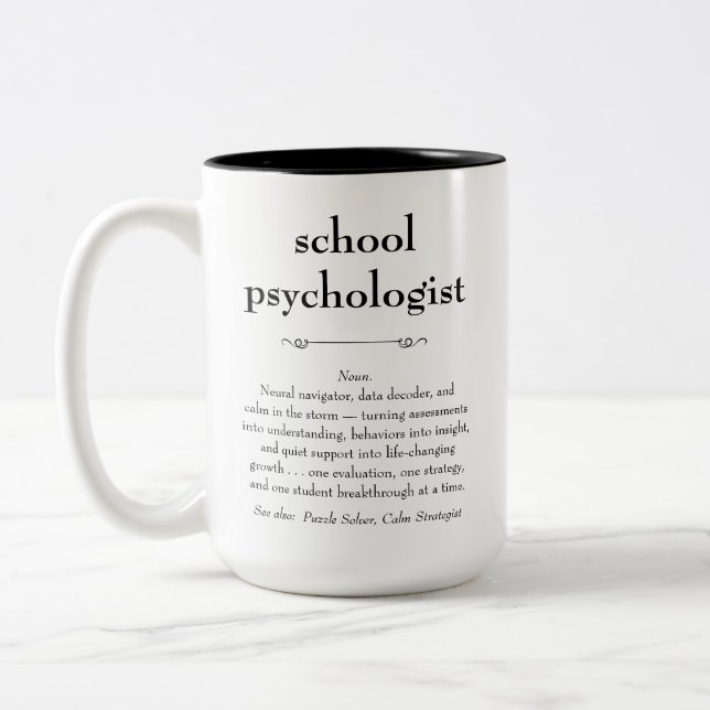 Psychologin der Schule Definition Danke Geschenk Zweifarbige Tasse (Links)