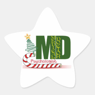 Psychologin MERRY CHRISTMAS Stern-Aufkleber