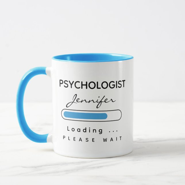 PSYCHOLOGIST [Name] Laden von Blau und Weiß Tasse (Links)