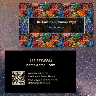 Psychologist | Therapist Colorful Swirls QR Code  Visitenkarte
