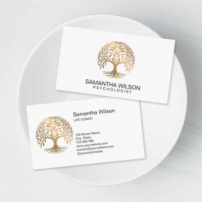 Psychologist Therapist Counselor Psychiatrist  Visitenkarte (brain tree logo design for therapists)