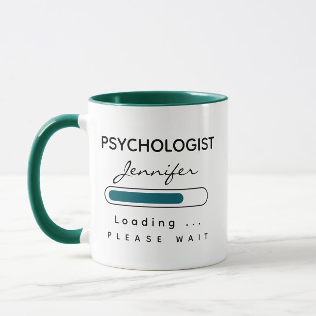 PSYCHOLOGISTIN [Name] Laden grün und weiß Tasse (Links)