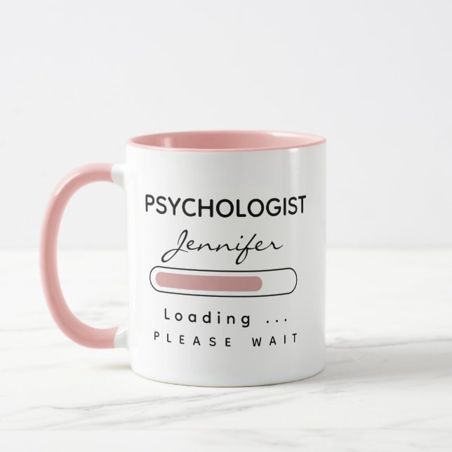 PSYCHOLOGISTIN [Name] Pink & Weiß beladen Tasse (Links)