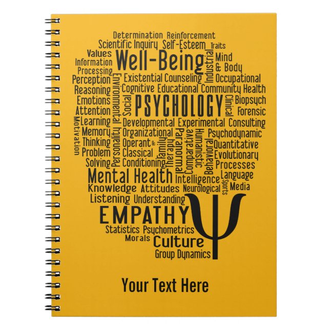 PSYCHOLOGY Word Cloud benutzerdefiniertes Farbheft Notizblock (Vorderseite)