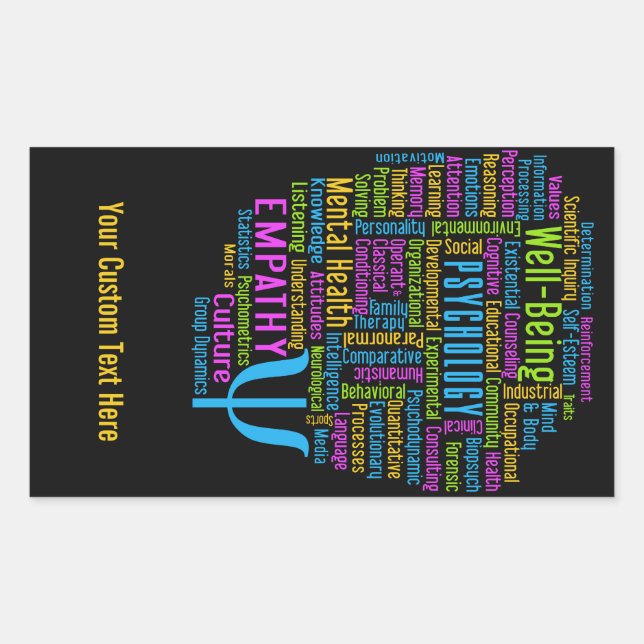PSYCHOLOGY Word Cloud Zollaufkleber Rechteckiger Aufkleber (Vorderseite)