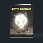 Psychopossum Geburtstags-Karte Karte<br><div class="desc">Sogar ich bin nicht sicher, ob dieses niedlich oder störend ist, aber jede Weise, flippt es heraus Ihre Freunde aus.</div>