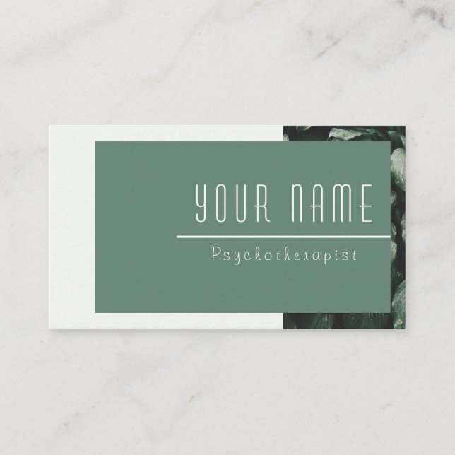 Psychotherapeut Calm Green Nature Minimal Moderne Visitenkarte (Vorderseite)