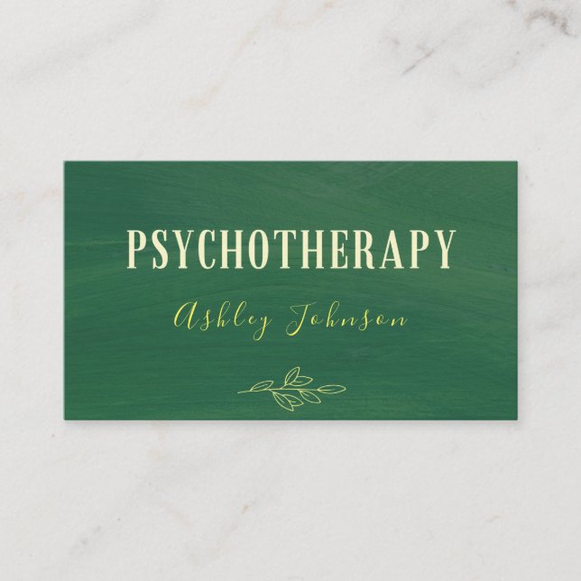 Psychotherapeutin Psychologin Handgezeichnete Grün Visitenkarte (Vorderseite)
