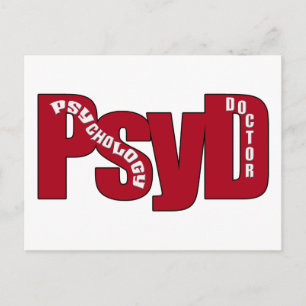 PsyD BIG RED DOCTOR OF PSYCHOLOGY BOLD Postkarte