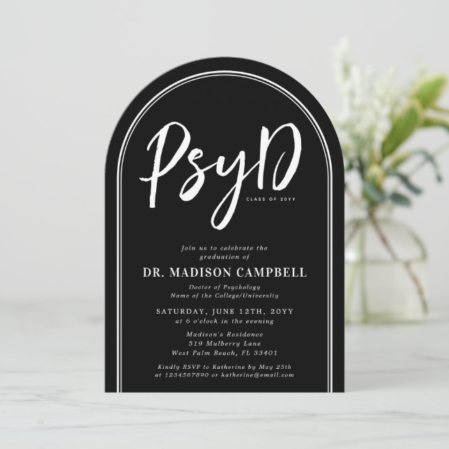 PsyD Doktor der Psychologie-Absolventin Einladung (Stehend Vorderseite)