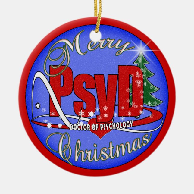 PsyD WEIHNACHTSverzierungs-DOKTOR OF PSYCHOLOGY Keramikornament (Vorne)