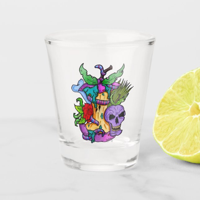 Psyko-Daizie Giftapfel Schnapsglas (Vorderseite)