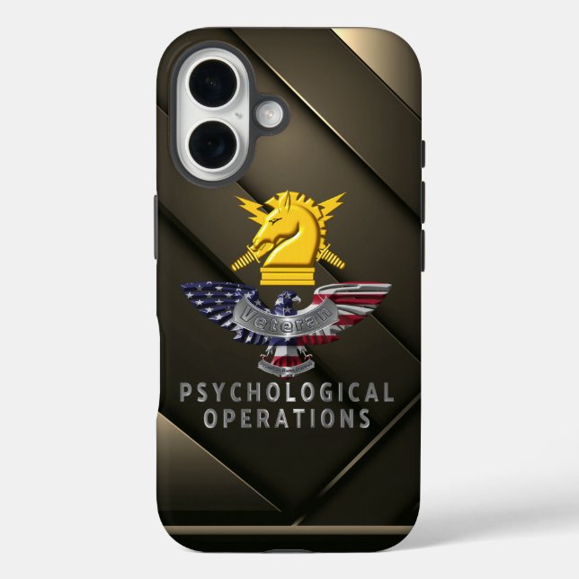 PSYOPS Psychologische Operationen iPhone 16 Hülle (Rückseite)