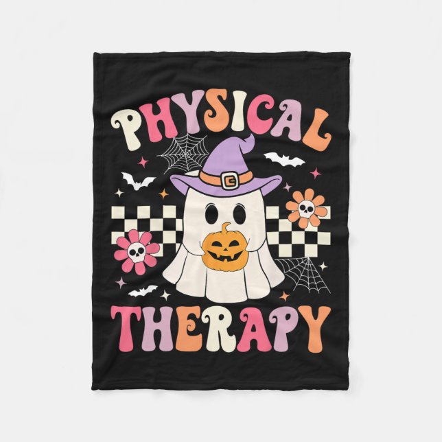 Pt Physical Therapy Halloween Retro Ghost Pt Hallo Fleecedecke (Vorderseite)