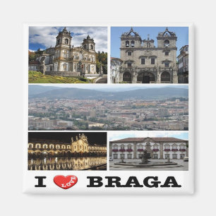 PT - Portugal - Braga - I Liebe - Collage Magnet