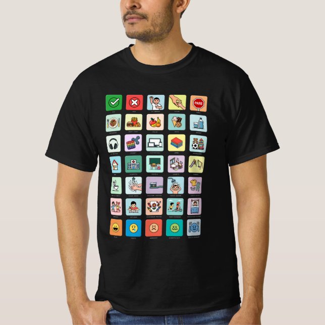 PT-PT Autismus AAC PECS Mitteilung zur Meldung 04 T-Shirt (Vorderseite)